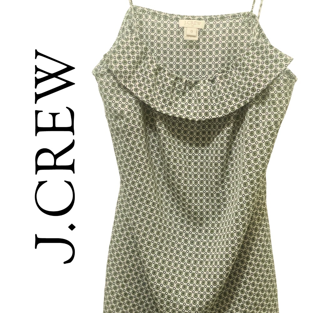 Excellent Condition J.Crew Geometric Print Sleeveless Ruffle Blouse Size 0 - Picture 2 of 3